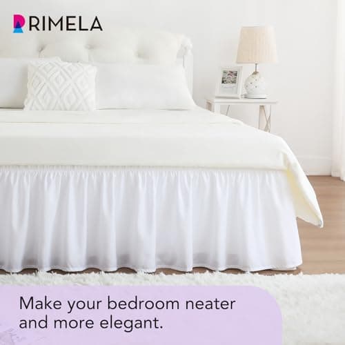RIMELA White Bed Skirt Queen Size 15 Inch Drop, Elastic Bed Skirting for Adjustable Bed Base & Frame, Bedding Dust Ruffle Easy to Install, Wrap Around Bedskirt, Room Decoration 7
