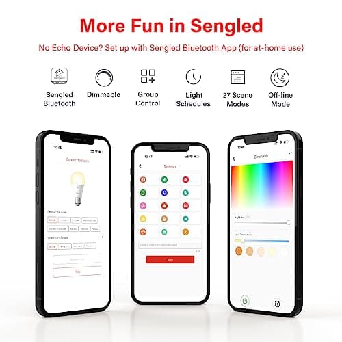 Sengled Alexa Light Bulb, S1 Auto Pairing with Alexa Devices, Warm Smart Light Bulbs, Bluetooth Mesh Smart Home Lighting, E26 60W Equivalent, 800LM, 1-Pack 7