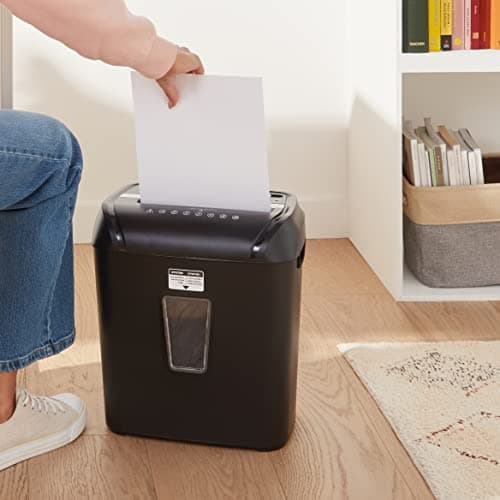 Amazon Basics 12 Sheet Cross Cut Paper and Credit Card Home Office Shredder with 4.8 Gallon Bin, Black 6