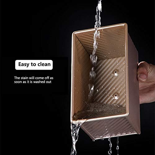 Cayanmydery Pullman Loaf Pan with Lid, Non-Stick Bakeware Golden Corrugated Carbon Steel Bread Toast Box Mold with Cover for Baking Bread, 1 lb Dough Capacity 5