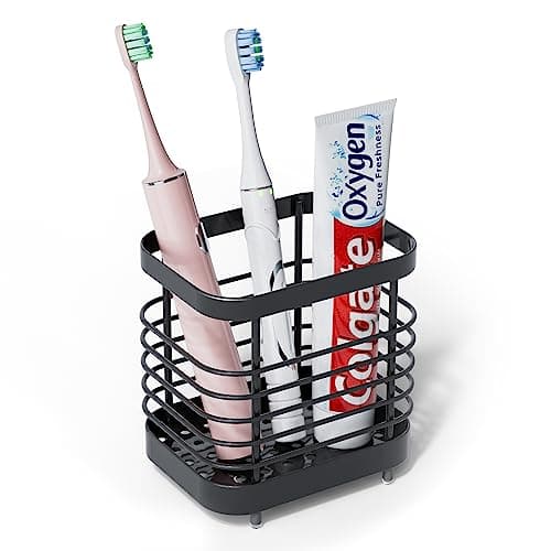 Toothbrush Holders for Bathroom - Sgokuno Stainless Steel Toothbrush Holder Wall Toothpaste Holder Shower Razor Holder Toothbrush Organizer for Easy Bathroom Storage