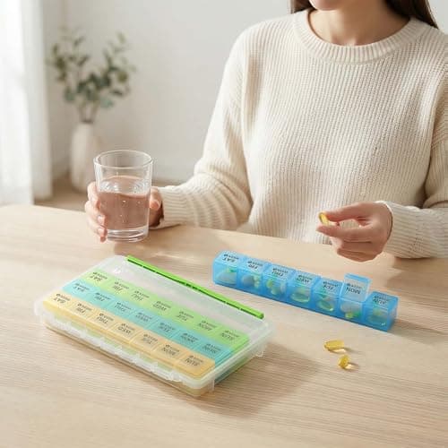 BUG HULL Monthly Pill Organizer, Moisture-Proof Large 28 Days Pill Box with Removable 4 Weeks Pill Case Rows, Medicine Pill Organizer, Travel Pills Organizer with One Month Pill Container for Vitamin 7