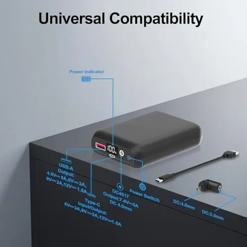 GAROERFAR 16000mAh Battery Pack for Heated Vest-5V/7.4V Rechargeable Power Bank with LED Display and DC/USB Output for Heated Jacket,Fast Charging Powerbank Compatible with iPhone iPad Samsung 6