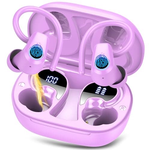 Wireless Earbuds, Sport Headphones Bluetooth 5.3, Ear buds Wireless Earbuds Bluetooth, 50H Playtime HD Stereo Noise Cancelling Earbud, Dual LED Display, IP7 Waterproof Running Earphones, Pure Purple