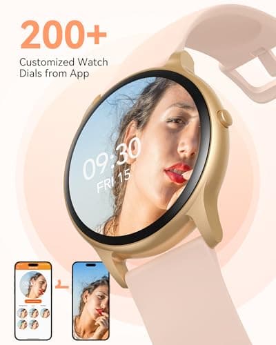 AGPTEK Smart Watch for Women, 5ATM Waterproof Smartwatch for Android and iOS Phones, Fitness Tracker Watch with 100+ Sports Modes, Heart Rate Monitor Pedometer Sleep Monitor, Pink 8