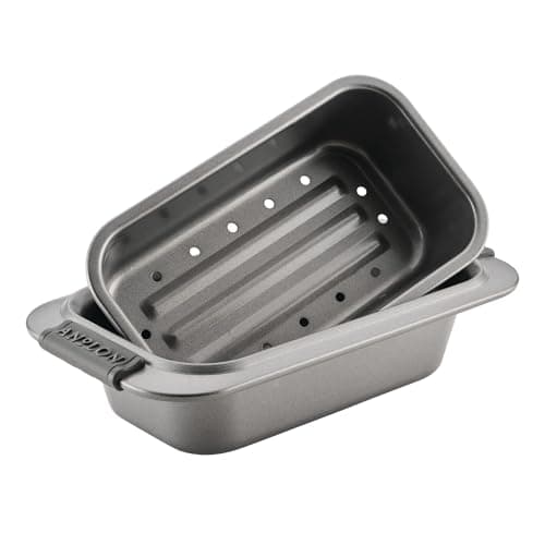 Anolon Advanced Nonstick Bakeware 2-Piece Loaf Pan Set, Gray with Silicone Grips - 54715