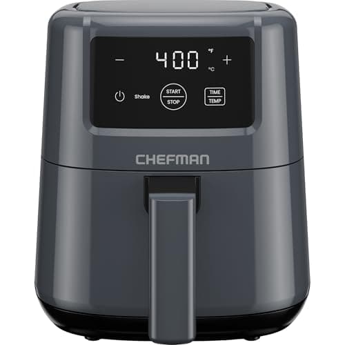CHEFMAN 2 Qt Mini Air Fryer – Digital Space-Saving Compact Air Fryer with Nonstick and Dishwasher Safe Basket, Quick & Easy Meals in Minutes, Features Digital Timer and Shake Reminder – Grey