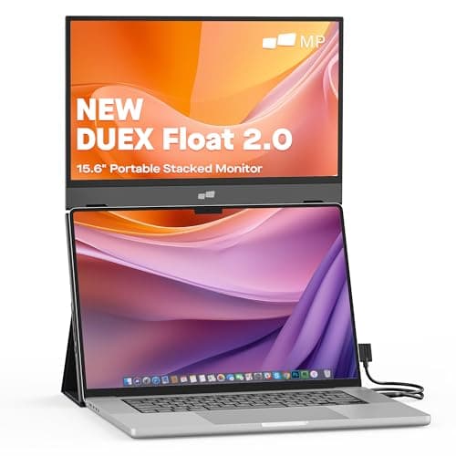 New Mobile Pixels Duex Float 2 Portable Stacked Monitor, FHD IPS 15.6" Laptop Screen Extender (Built-in Kickstand), USB C/HDMI Monitor Extender with Dual Speakers, Windows, MacOS, Switch, Android