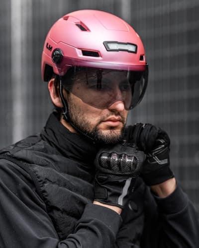 ILM Adult Bike Helmet with USB Rechargeable LED Front and Back Light Mountain&Road Bicycle Helmets for Men Women Removable Goggle Cycling Helmet E3-10L 8