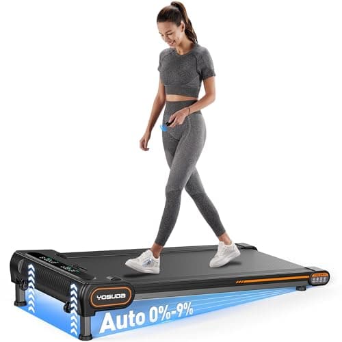 YOSUDA Walking Pad Treadmills with Auto Incline, 9% Incline Tredamills Under Desk with 300LBS Weight Capacity & 3 Adjustable Slopes