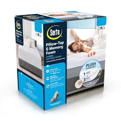 Serta 4-Inch Dual Layer Mattress Topper, Queen