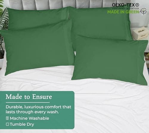 Royale Linens Queen Pillowcase Set of 2 - Bed Pillow Cover - 20" x 30" - Pillowcases - 1800 Brushed Microfiber, Wrinkle & Fade Resistant - Soft & Cozy- Queen Size Pillow Case (Hunter Green) 8