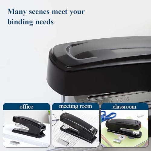 M&G Desktop Stapler with 25 Sheet Capacity, Two Binding Modes, Basic Stapler Set with 1000 Staples and Remover, Durable Staplers for Office Home (Black) 6