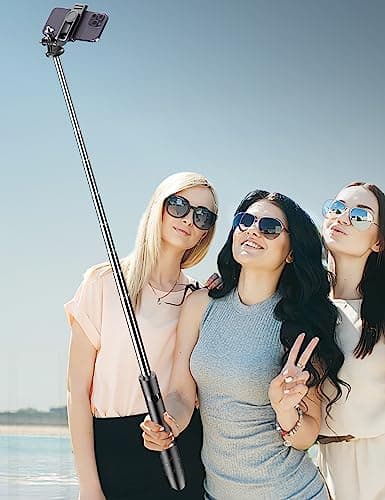 71" Phone Tripod & Selfie Stick, All in One Extendable Cell Phone Tripod with Wireless Remote, Tripods Stand for iPhone & Travel Selfie Stick 360° Rotation Compatible with iPhone Android, Camera 8