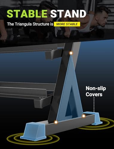 YOLEO Dumbbell Rack - 3 Tier & 5 Tier Compact Weight Rack for Dumbbell, Kettlebell, Barbell, Heavy Duty Weight Storage Organizer, Space-Saving Dumbbell Storage Stand Holder for Home Gym - 1100LBS Capacity (Rack Only) (STANDARD, Rectangular Frame) 5