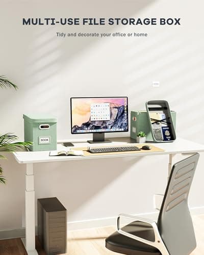 Oterri File Organizer Box with Lid, Hanging Filing File Box with Mesh Pocket, Document Organizer Box for Letter Files, Portable Storage Box(1 PCS, Green) 6