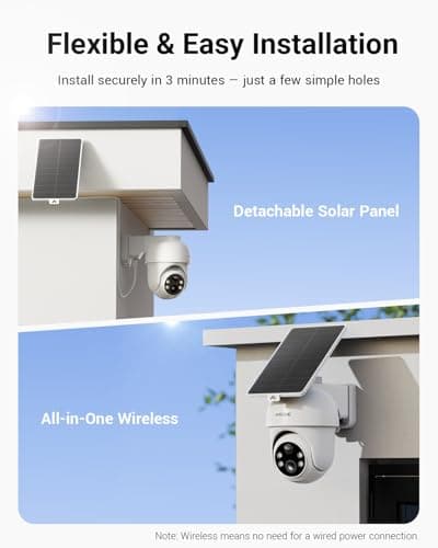 ANSQUE Security Cameras Wireless Outdoor Home System, 4 Camera Kit, No Subscription Fees, Solar Powered, Local Storage, 365-Day Battery Life, 360°PTZ Surveillance, Auto Tracking, 2K Color Night Vision 5