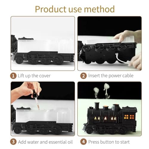 Train Diffusers for Essential Oils,300ml Magic Train Diffuser, Large Room Remote Control Aromatherapy Diffuser, Ultrasonic Cool Mist Humidifier Auto Off for Office Bedroom 6