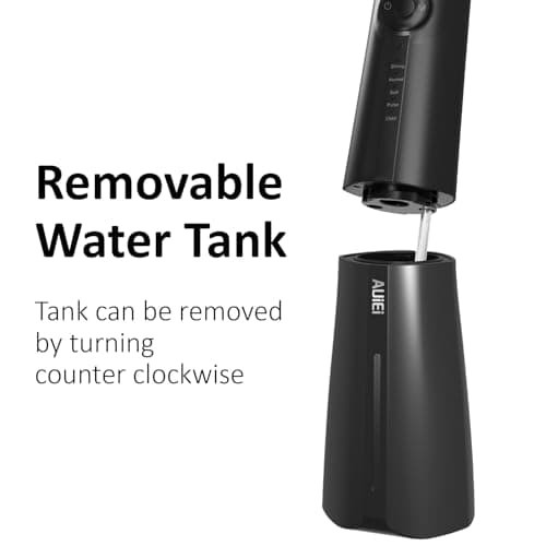 AUIEI Water Flosser Pick for Teeth & Braces, 300ML Cordless Power Dental Flossers with 8 Jet Tips, Oral Irrigator 5 Pressure, IPX7 Waterproof, Portable for Home Travel 9