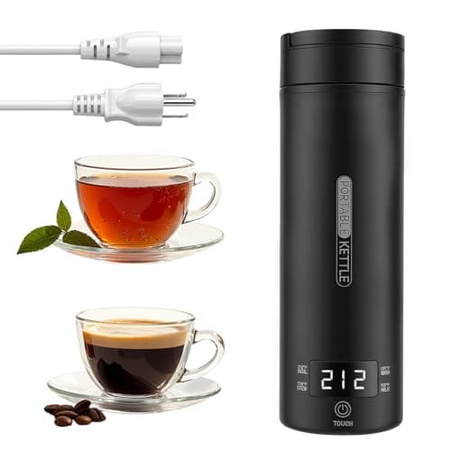 Rzlinn Portable Electric Kettle （110V）, Travel Tea Kettle, 316 Stainless Steel Premium Liner, 4-speed Temperature Adjustment with Auto Shut-off and Boil-Off Protection black