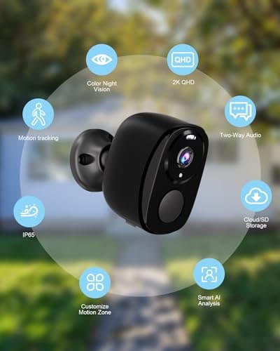 5G Security Cameras Wireless Outdoor 4pack, 2K Battery Powered Camera for Home Security with IP65, SD/Free Cloud Storage, No Monthly Fee, AI Motion Detection, Color Night Vision, 2-Way Audio,Alexa 2