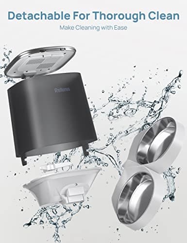 Rellorus Automatic Cat Feeders, 5L/21Cups Cat Food Dispenser for Two Cats, Timed DogFeeder with Double Bowls, 48 Portions 6 Meals Per Day for Cats and Small Dog, Memory Function, 10s Meal Call 5