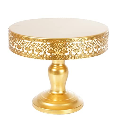 JAZUIHA Cake Stand Gold 10 Inches Fancy Weeding Cake Stands Pedestal Holder Party Dessert Cupcake Display Stand for Wedding Brithday Celebration Baby Shower Gold