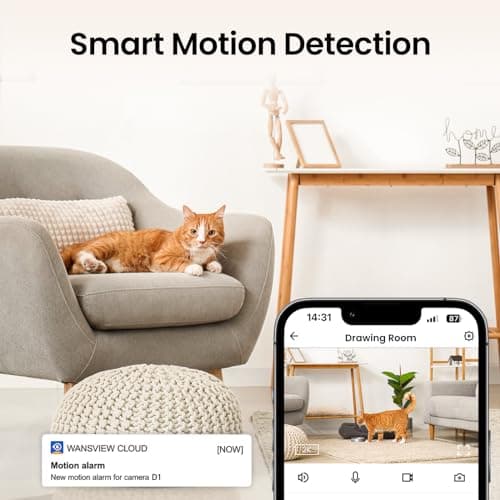 Cinnado Security Camera Indoor-2K 360° WiFi Cameras for Home Security，Pet/Dog/Baby Camera with Phone app, 2-Way Audio, Night Vision, 24/7 SD Card Storage, Works with Alexa & Google Home (2.4Ghz)-D1 8