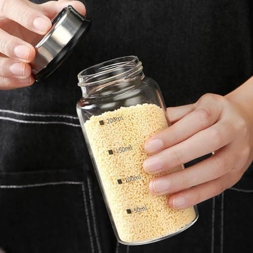 Verdental 7 oz Salt Pepper Shakers with Adjustable Outlet Holes Clear Glass Shaker Bottles Spice Seasoning Cans for Kitchen Decor and Home Restaurant BBQ Camping Farmhouse Kitchen Accessories (200ml) 6