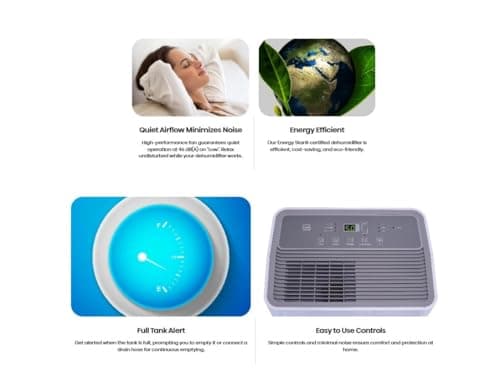 Hisense 50-Pint Capacity, 4500 sq. ft. Coverage, 3-Speed Dehumidifier 48 dB(A) sound level, Washable Filter - DH5024K1W 5