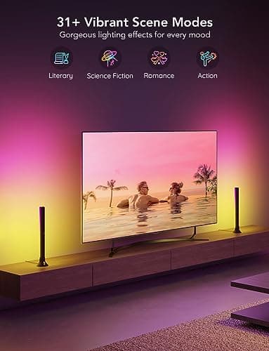 Govee RGBIC Light Bars, 15 Inches WiFi TV Backlight Suitable for 45-70 inch TVs, Smart Light Bars with Multiple Placement Options, Work with Alexa and Google Assistant, Black 5