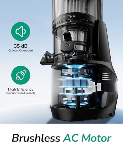 Canoly C09 Cold Press Juicer, 6" Extra Wide Feed Chute, 3-IN-1 Strainers (Juice & Sorbet & Nut Milk), Powerful AC Brushless Motor, Self Precut System, Juicer Machines with BPA-Free (Premium Black) 8