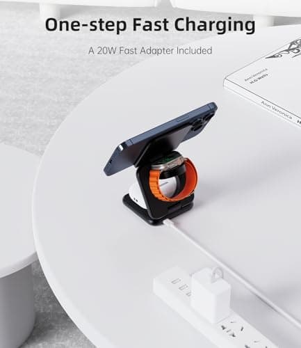 Foldable Magnetic Wireless Charger, KU XIU X40 Aluminum Alloy 3 in 1 Charging Station for Apple, Fast Charging Travel Charger for iPhone 17 16 15 14 13 12, 5W for Apple Watch & AirPods, Black 6