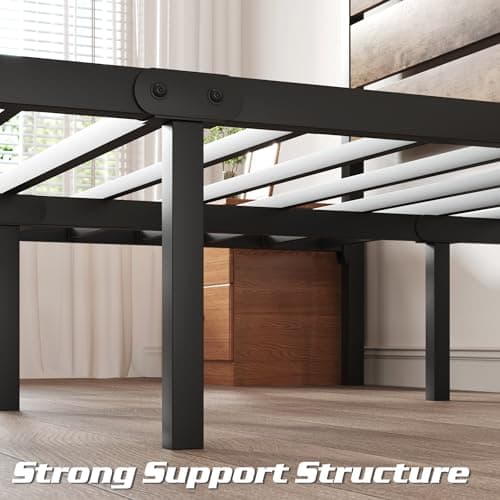 Foredawn Queen Bed Frame with Headboard and Footboard, 14 Inch Metal Platform Bed, Mattress Foundation, No Box Spring Needed, Noise Free, Under Bed Storage, Easy Assembly, Rustic Brown 6