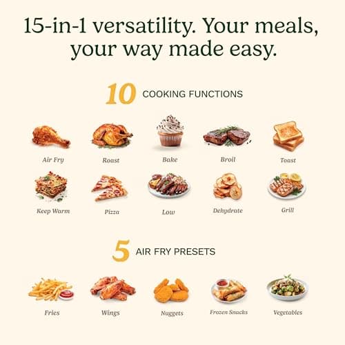 Cuisinart 15-in-1 Extra-Large Digital Air Fryer Oven with 9"x13" 2-in-1 Pan, Air Fry 4 Lbs of Wings, Cook a 13 Lb Turkey or 5+ Lb Chicken, Toast 9 Slices of Bread, and Bake a 13" Pizza, TOA-112 5