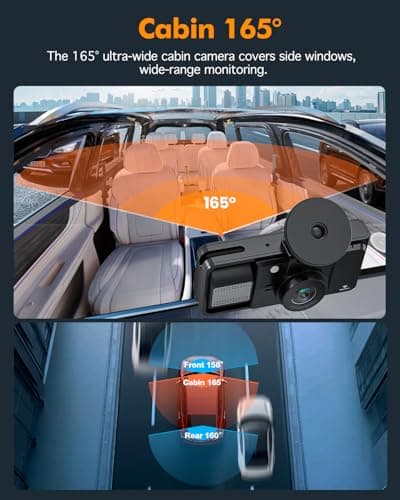 Real 4K 3 Channel Dash Cam Front and Rear Inside, STARVIS 2 HDR Sensor, 5.8GHz Wi-Fi GPS G-Sensor, 4K+1080P+1080P Dashcam, Free 64GB Card Include, IR Night Vision, 3.3'' Big IPS, 24Hr Parking Monitor 5