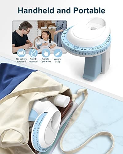 Embossing Label Maker, Omega S Vintage Embossed Label Maker, Retro Embosser Labeler with 6 Rolls 3D Embossing Label Tapes, Old School Label Printer, Waterproof for Home Office Kids DIY Crafting, Blue 7