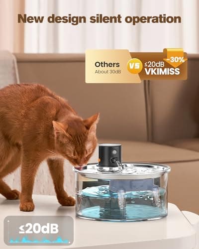 Wireless Cat Water Fountain Cordless: Battery Operated Cat Fountain - 108oz/3.2L Automatic Pet Water Dispenser Rechargeable Drinking Fountains for Cats Indoor with Motion Sensor Multiple Cats and Dogs 6