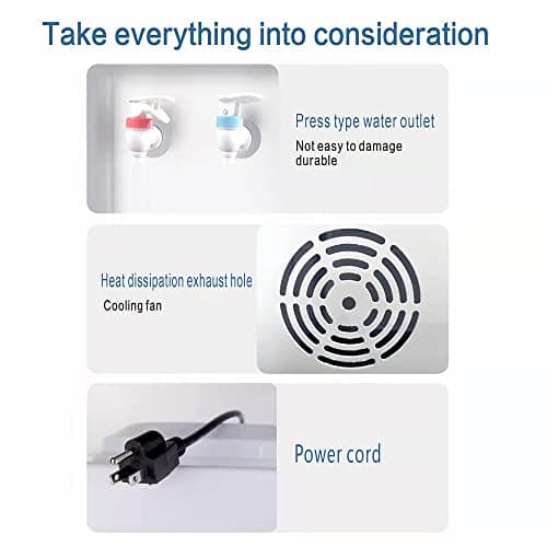 Hot & Cold Top Loading Water Dispenser,5 Gallons Water Coolers with Child Safety Lock Removable Drip Tray & Storage Cabinet,Water Cooler Dispenser for Home,Office(White) 5