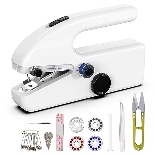 Handheld Sewing Machine,Two dear,Mini sewing machine,Easy to Use and Fast Stitch Suitable for Clothes,Fabrics, DIY Home Travel Electric Handheld Sewing Machine for Beginners.(White)