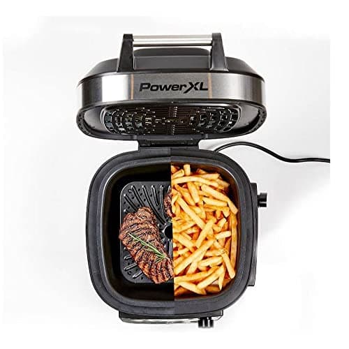 PowerXL Grill Air Fryer Combo 12-in-1 Indoor Grill, Air Fryer, Slow Cooker, Roast, Bake, 1550-Watts, Stainless Steel Finish,Standard size 5