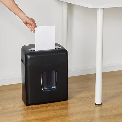 Amazon Basics High Security Micro Cut Paper Shredder, 8 Sheet Capacity, CD and Credit Card Shredder with Pull Out Bin, Black 8