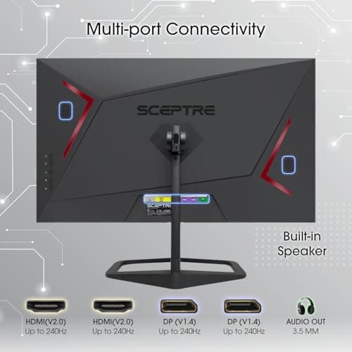 New! Sceptre 24.5-inch Gaming Monitor 240Hz 1ms DisplayPort x2 HDMI x2 100% sRGB AMD FreeSync Premium Build-in Speakers, Machine Black 2026 (E255B-FWD240 Series) 5