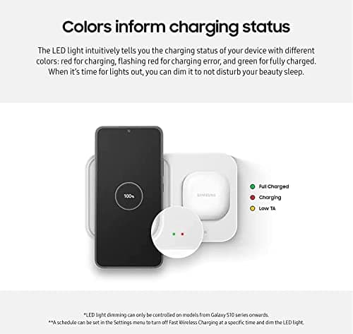 SAMSUNG 15W Wireless Charger Duo w/USB C Cable, Fast Charge 2 Devices at Once, Cordless Charging Pad for Galaxy Phones and Devices, 2022, includes Microfiber Cleaning Cloth - Black 6