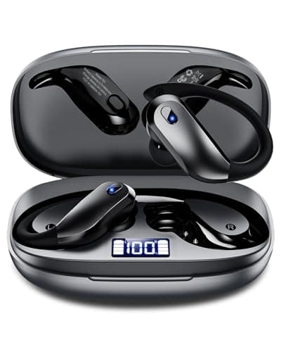 KTGEE Wireless Earbuds Bluetooth 5.3 Headphones Sport,IPX7 Waterproof Sports Earphones with Earhooks,48H Playtime,Lightweight 7.8g,Fast Charging Case,Noise Cancelling Mic for Running Gym Workout-Gray