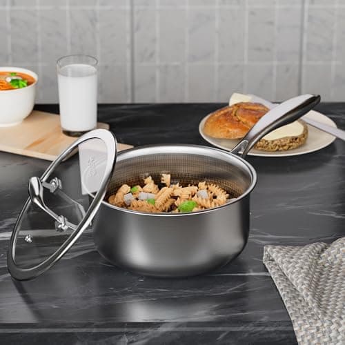 COOKER KING 2 Quart Stainless Steel Saucepan, Nonstick Sauce Pan, Ceramic Suce Pot with Tempered Glass Lid, Induction Pot Compatible with All Cooktops, Dishwasher & Oven Safe(PFAS/PFOA/PTFE Free) 7