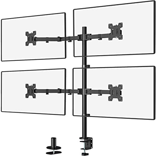 WALI Quad Monitor Desk Mount, 4 Monitor Stand Fits Heavy Duty Computer Screen up to 27 inch, Full Adjustable Arm Holds up to 22 lbs per Arm (M004), Black