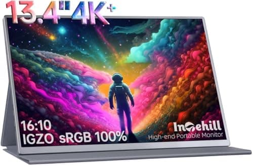Intehill 4K Portable Monitor for Laptop, 3840x2400 Portable IGZO Display 16:10, 100% sRGB USB-C HDMI External Display with Speakers, Travel Monitor Second Screen with Magnetic Protective Cover, U13NA