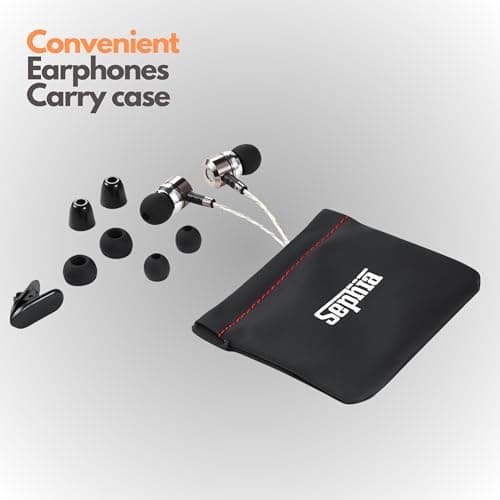 Sephia SP3060 Wired Headphones, HD Bass Driven Audio, Lightweight Aluminum Wired in Ear Earbud Headphones, S/M/L Ear Bud Tips, Earphone Case, 3.5mm Tangle-Free Cord, No Mic 9