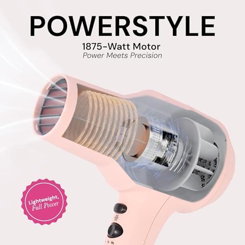 L'ANGE HAIR PowerStyle Turbo Ionic Hair Dryer | 1875 Watt Professional Blow Dryer with Diffuser & Concentrator | Multiple Heat & Speed Settings for Fast Drying | Salon-Grade Styling Tools, Blush 5